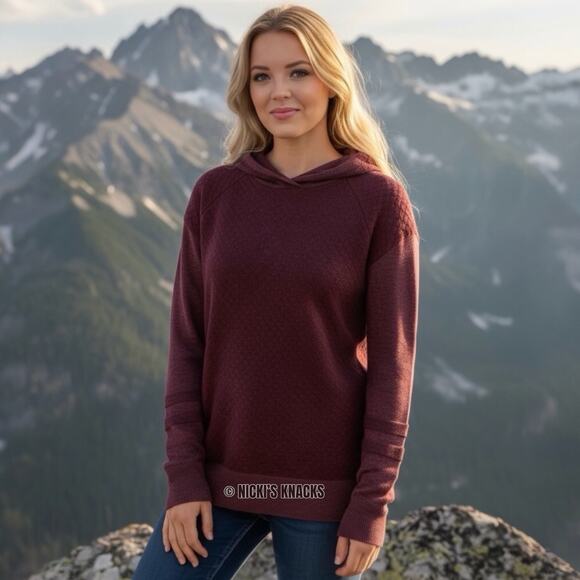 Smartwool Sweaters - Smartwool Burgundy Hooded Sweater Shadow Pine Pullover Textured Knit Size XS